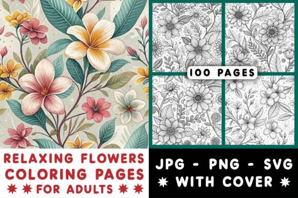 Download Adults Relaxing Flowers Coloring Pages - Relaxing flowers Collection