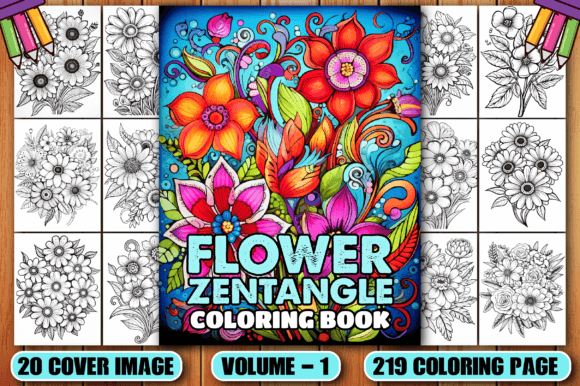 Download 219 Zentangle Flower Coloring Pages KDP - Zentangle flower coloring pages Collection