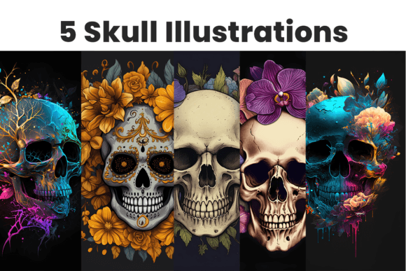 Download 5 AI-Generated Skull Art Illustrations - Illustrations Collection
