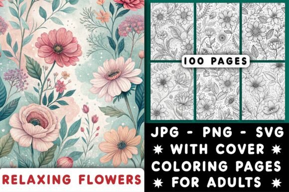 Download Adults Relaxing Flowers Coloring Pages - Relaxing flowers Collection